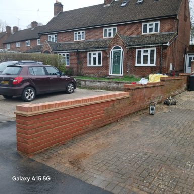 Large garden wall construction in Flitwick